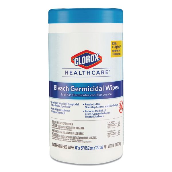Bleach Germicidal Wipes, 1-Ply, 6 x 5, Unscented, White, 150 Canister, 6 Canisters Carton For Discount - Image 4