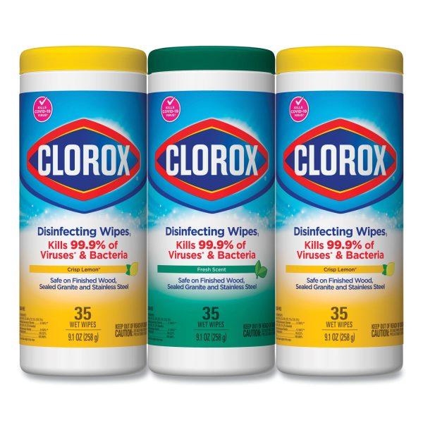Disinfecting Wipes, 1-Ply, 7 x 8, Fresh Scent Citrus Blend, White, 35 Canister, 3 Canisters Pack Supply - Image 2