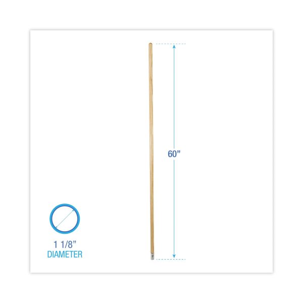 Lie-Flat Screw-In Mop Handle, Lacquered Wood, 1.13  dia x 60 , Natural Cheap - Image 2