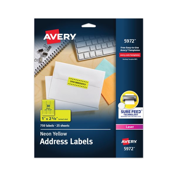 High-Visibility Permanent Laser ID Labels, 1 x 2.63, Neon Yellow, 750 Pack Cheap