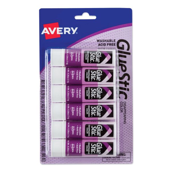 Permanent Glue Stic Value Pack, 0.26 oz, Applies Purple, Dries Clear, 6 Pack For Sale