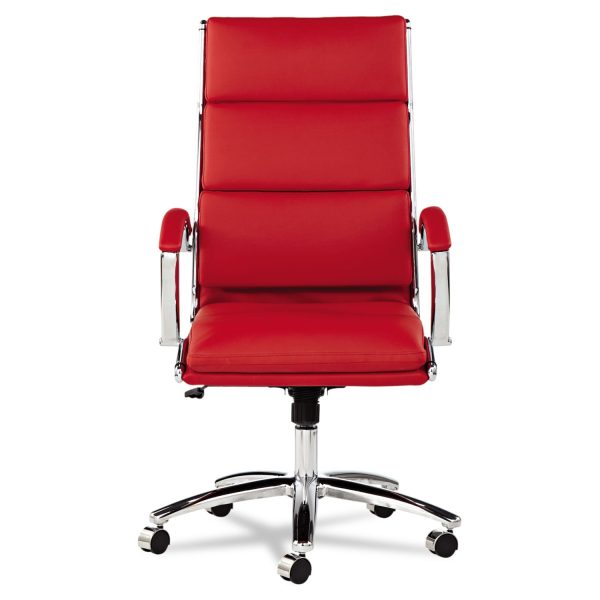 Alera Neratoli High-Back Slim Profile Chair, Faux Leather, Up to 275 lb, 17.32  to 21.25  Seat Height, Red Seat Back, Chrome Discount - Image 5