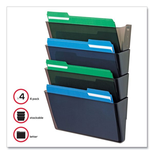 DocuPocket Stackable Four-Pocket Wall File, 4 Sections, Letter Size, 13  x 4 , Smoke, Ships in 4-6 Business Days on Sale - Image 2