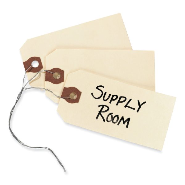 Double Wired Shipping Tags, 11.5 pt Stock, 3.25 x 1.63, Manila, 1,000 Box Online Sale - Image 4