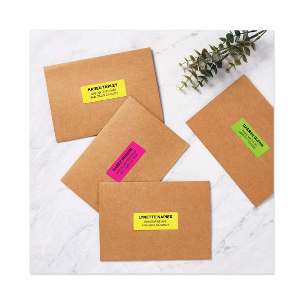 High-Visibility Permanent Laser ID Labels, 1 x 2.63, Asst. Neon, 450 Pack Sale - Image 2