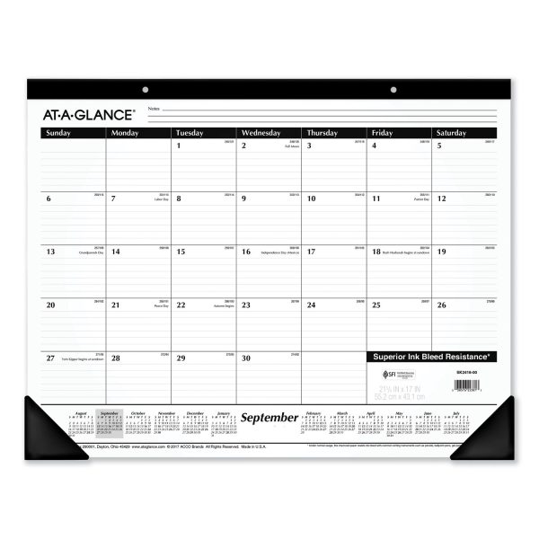Academic Year Ruled Desk Pad, 21.75 x 17, White Sheets, Black Binding, Black Corners, 16-Month (Sept to Dec): 2023 to 2024 Discount - Image 5