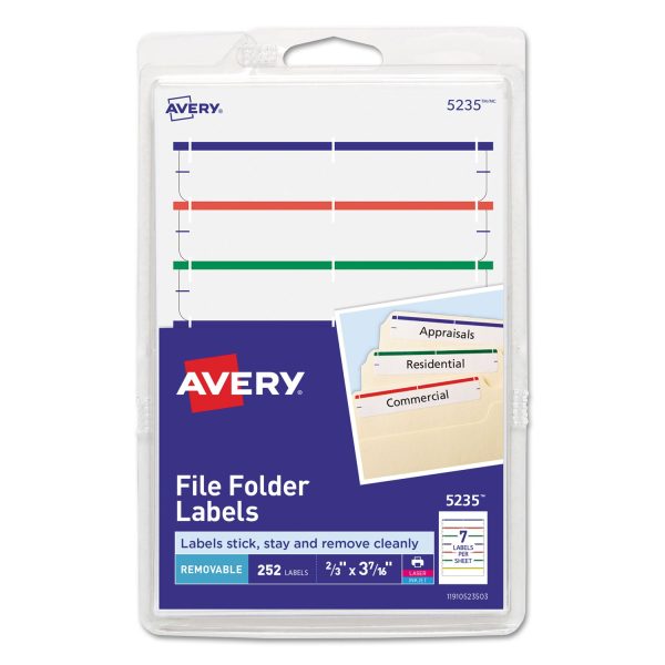 Removable File Folder Labels with Sure Feed Technology, 0.66 x 3.44, White, 7 Sheet, 36 Sheets Pack For Discount