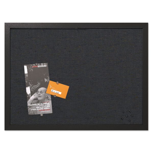 Designer Fabric Bulletin Board, 24 x 18, Black Surface, Black MDF Wood Frame For Sale - Image 4