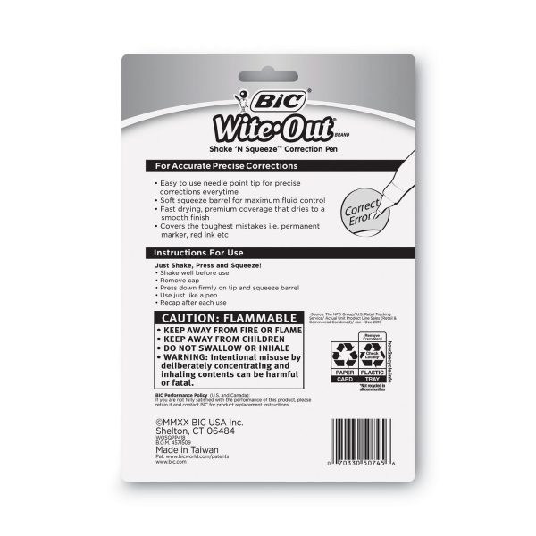 Wite-Out Shake  n Squeeze Correction Pen, 8 mL, White, 4 Pack on Sale - Image 4