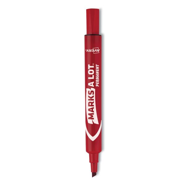 MARKS A LOT Regular Desk-Style Permanent Marker, Broad Chisel Tip, Red, Dozen (7887) For Discount