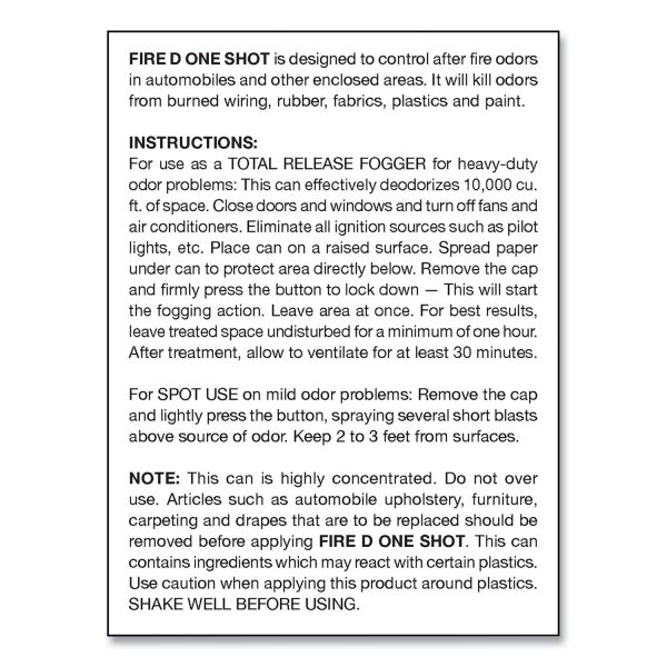 Fire D One Shot Aerosol, 5 oz Aerosol Spray, 12 Carton Online now - Image 3