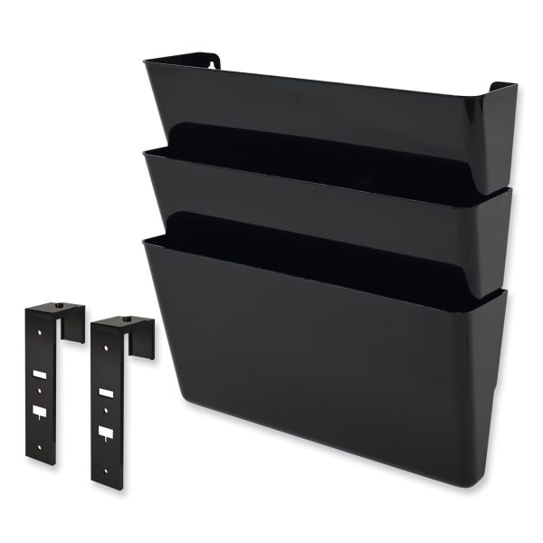 DocuPocket Stackable Three-Pocket Partition Wall File, 3 Sections, Letter Size, 13  x 4 , Black Cheap - Image 4
