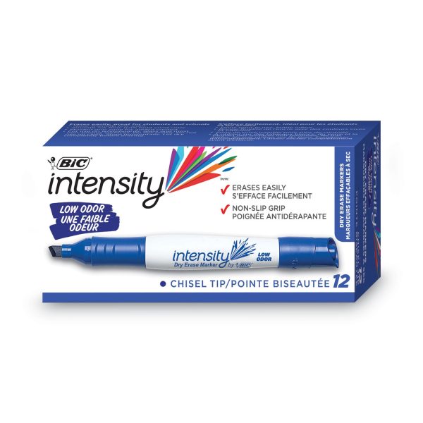 Intensity Low Odor Chisel Tip Dry Erase Marker, Broad Chisel Tip, Blue, Dozen Online