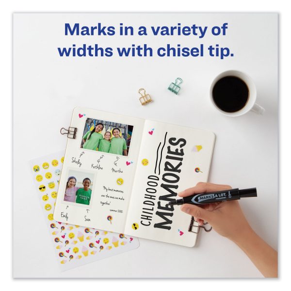 MARKS A LOT Regular Desk-Style Permanent Marker, Broad Chisel Tip, Black, Dozen (7888) Supply - Image 3