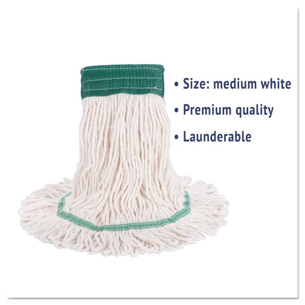 Super Loop Wet Mop Head, Cotton Synthetic Fiber, 5  Headband, Medium Size, White, 12 Carton Online Hot Sale - Image 3