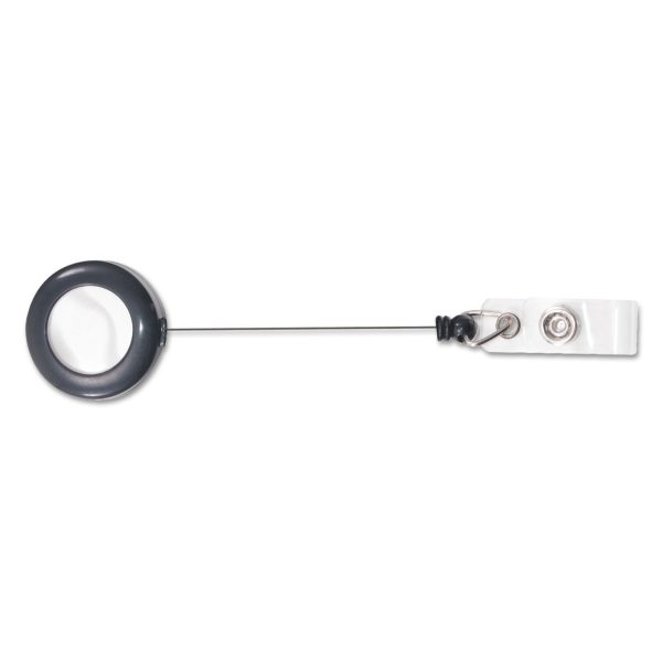 Deluxe Retractable ID Reel with Badge Holder, 24  Extension, Black, 12 Box Sale - Image 3