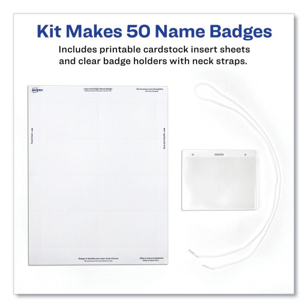 Necklace-Style Badge Holder w Laser Inkjet Insert, Top Load, 4 x 3, WE, 100 Box Supply - Image 2