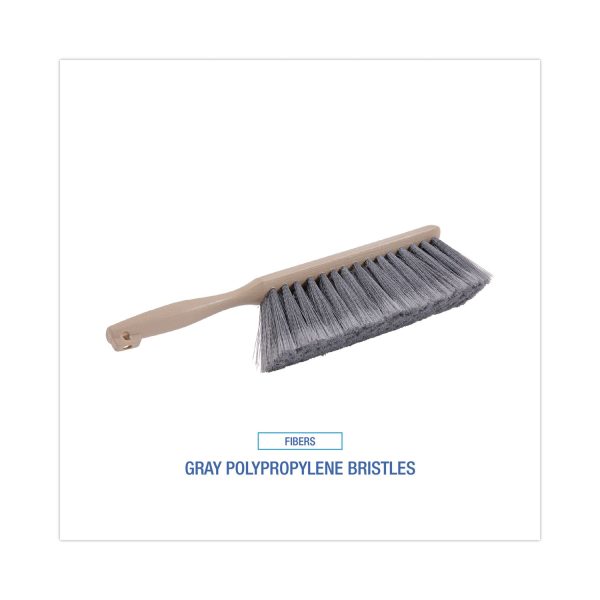Counter Brush, Gray Flagged Polypropylene Bristles, 4.5  Brush, 3.5  Tan Plastic Handle Fashion - Image 4