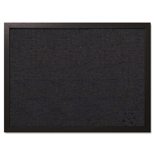 Designer Fabric Bulletin Board, 24 x 18, Black Surface, Black MDF Wood Frame For Sale