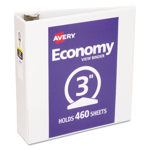 Economy View Binder with Round Rings , 3 Rings, 3  Capacity, 11 x 8.5, White, (5741) Supply