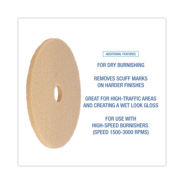 Burnishing Floor Pads, 20  Diameter, Tan, 5 Carton Sale - Image 4