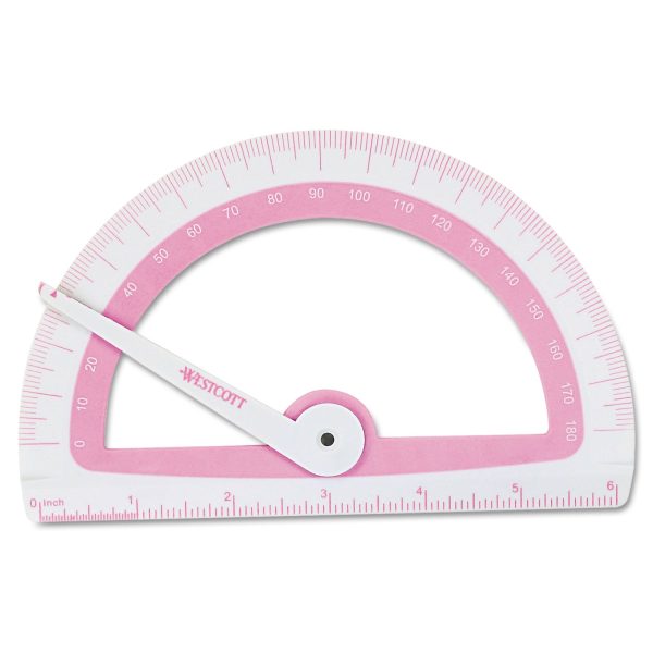 Soft Touch School Protractor with Antimicrobial Product Protection, Plastic, 6  Ruler Edge, Assorted Colors For Cheap - Image 2