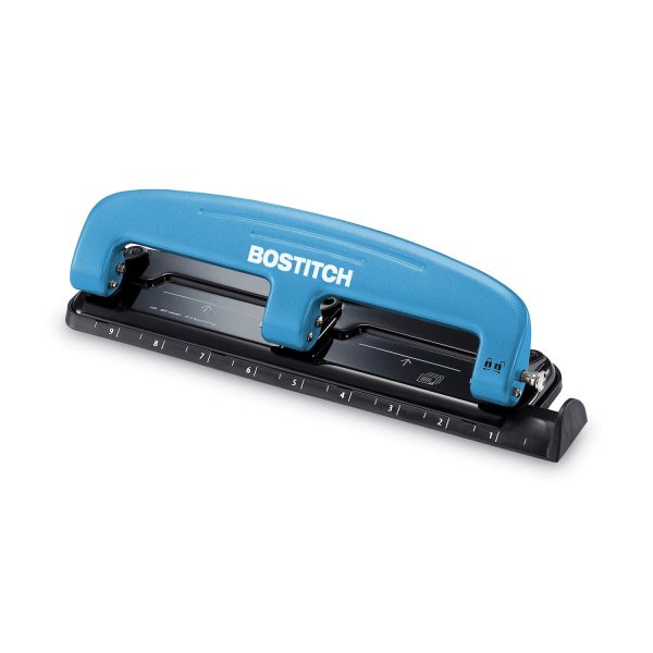 12-Sheet EZ Squeeze Three-Hole Punch, 9 32  Holes, Blue Black Online Sale
