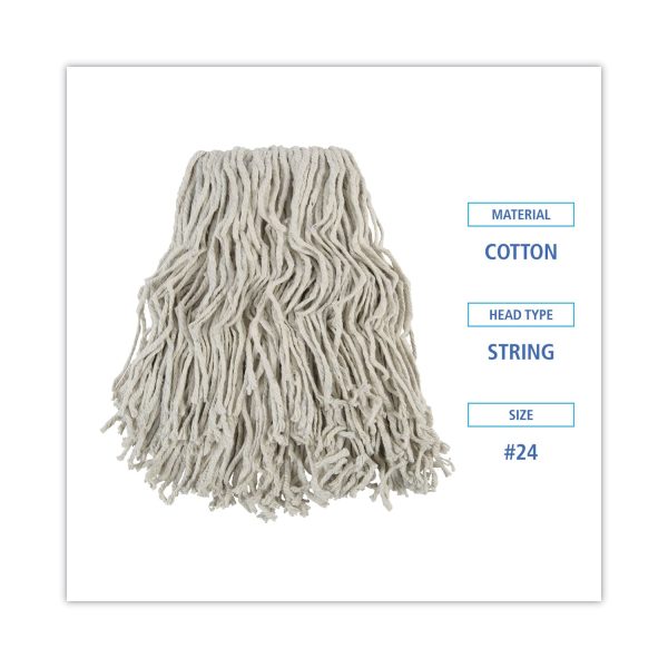 Banded Cotton Mop Head, #24, White, 12 Carton Cheap - Image 3