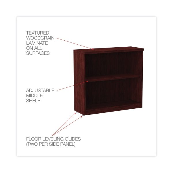 Alera Valencia Series Bookcase, Two-Shelf, 31.75w x 14d x 29.5h, Mahogany on Sale - Image 3