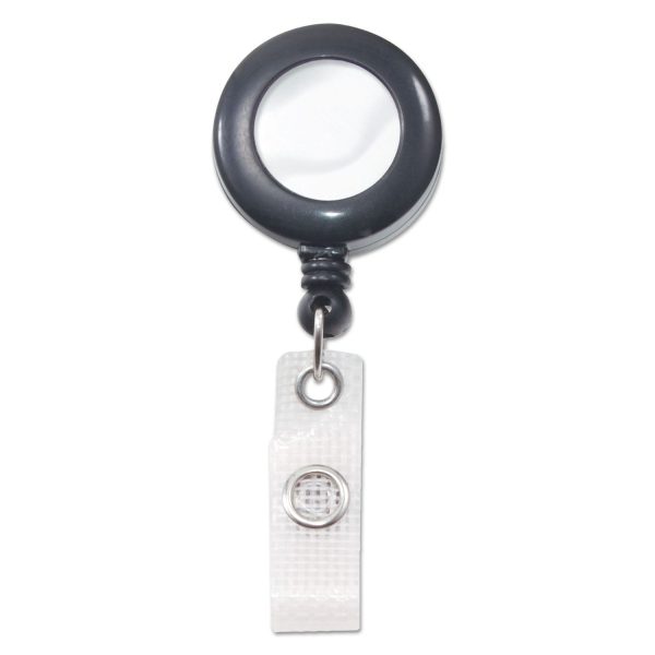 Deluxe Retractable ID Reel with Badge Holder, 24  Extension, Black, 12 Box Sale