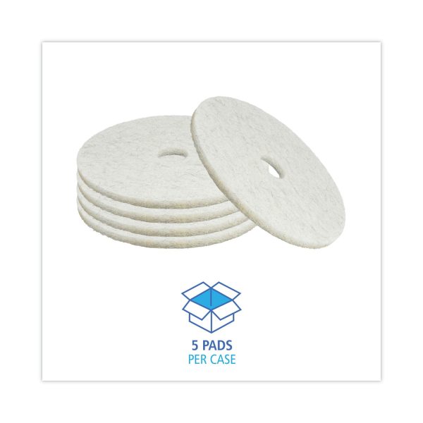 Natural Burnishing Floor Pads, 20  Diameter, White, 5 Carton For Discount - Image 3