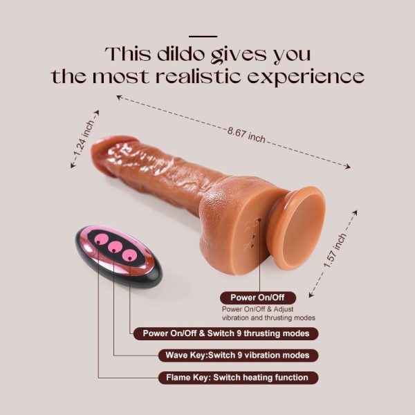 8.67inch Realistic Vibration and Thrusting Dildo with Smart Heating Sale - Image 3