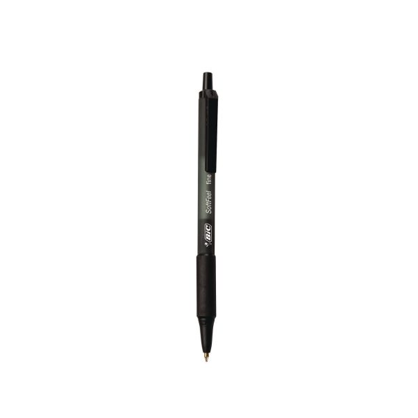Soft Feel Ballpoint Pen, Retractable, Medium 1 mm, Black Ink, Black Barrel, Dozen Sale - Image 2