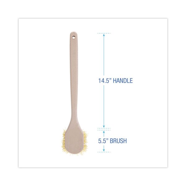 Utility Brush, Cream Polypropylene Bristles, 5.5 Brush, 14.5  Tan Plastic Handle on Sale - Image 2