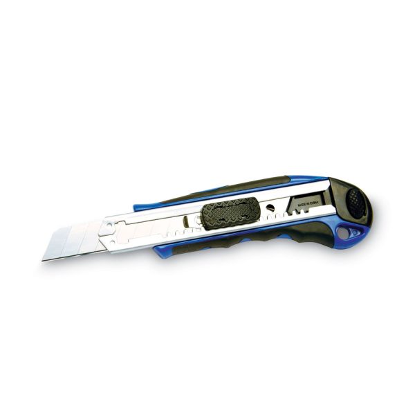 Heavy-Duty Snap Blade Utility Knife, Four 8-Point Blades, Retractable 4  Blade, 5.5  Plastic Rubber Handle, Blue Online Sale - Image 3