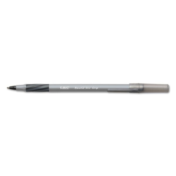 Round Stic Grip Xtra Comfort Ballpoint Pen, Easy-Glide, Stick, Medium 1.2 mm, Black Ink, Gray Black Barrel, Dozen For Discount - Image 3