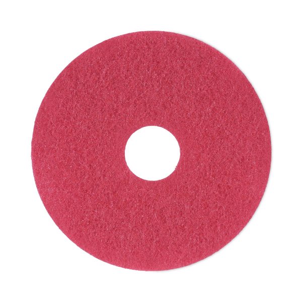Buffing Floor Pads, 13  Diameter, Red, 5 Carton For Sale