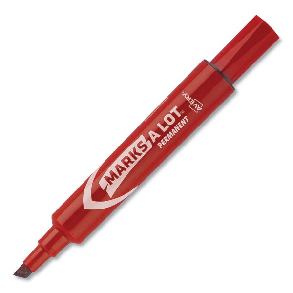 MARKS A LOT Regular Desk-Style Permanent Marker, Broad Chisel Tip, Red, Dozen (7887) For Discount - Image 3