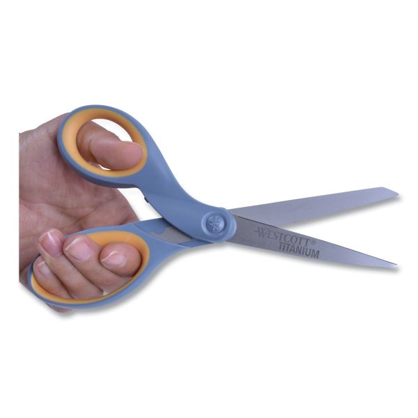 Titanium Bonded Scissors, 8  Long, 3.5  Cut Length, Gray Yellow Straight Handle Online Sale - Image 3