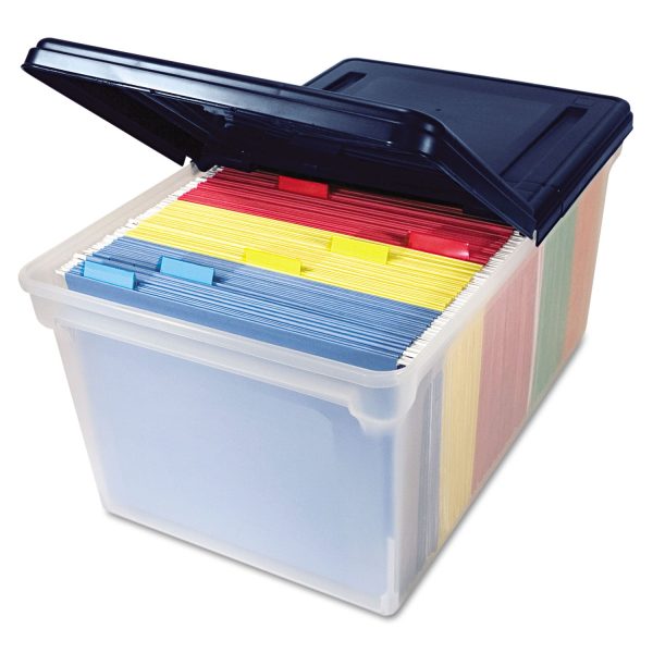 Extra-Capacity 28  File Tote, Letter Files, 23.25  x 14.25  x 10.63 , Clear Navy Discount - Image 3