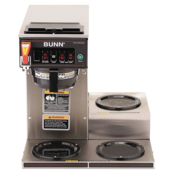 CWTF-3 Three Burner Automatic Coffee Brewer, 12-Cup, Black Stainless Steel Fashion - Image 2