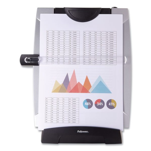 Office Suites Desktop Copyholder with Memo Board, 150 Sheet Capacity, Plastic, Black Silver For Discount - Image 2