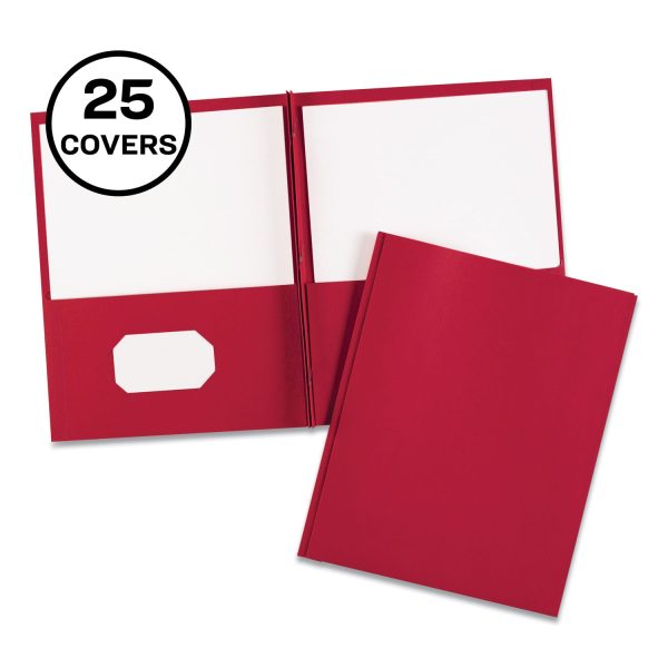 Two-Pocket Folder, Prong Fastener, 0.5  Capacity, 11 x 8.5, Red, 25 Box Fashion