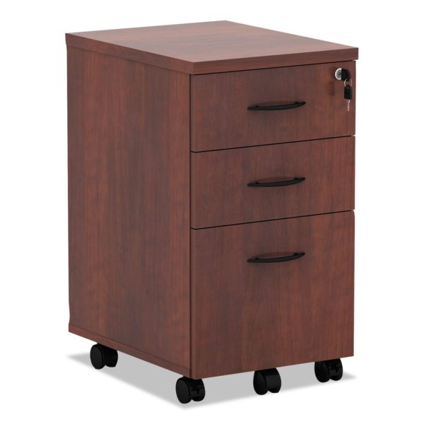 Alera Valencia Series Mobile Pedestal File, Left Right, 3-Drawer: Box Box File, Legal Letter, Cherry, 15.88  x 20.5  x 28.38 For Sale