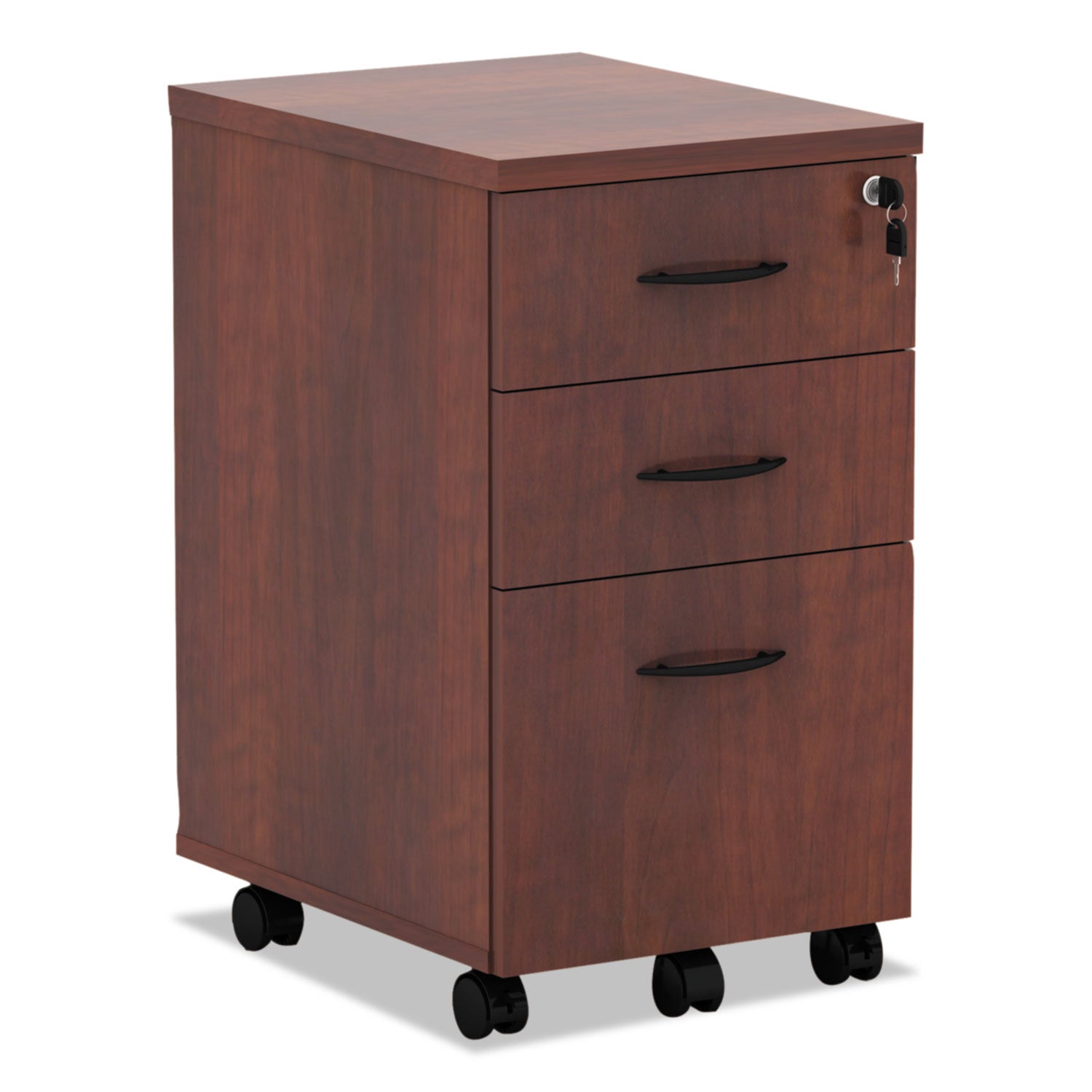 Alera Valencia Series Mobile Pedestal File, Left Right, 3-Drawer: Box Box File, Legal Letter, Cherry, 15.88  x 20.5  x 28.38 For Sale