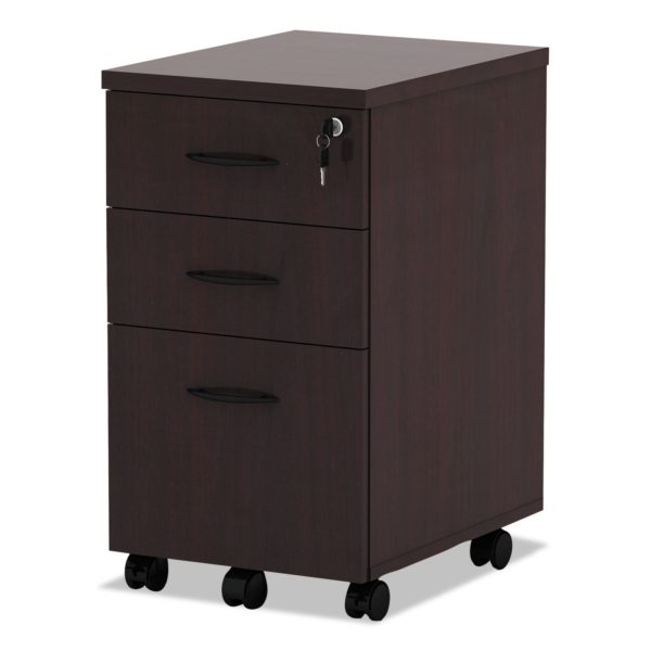 Alera Valencia Series Mobile Pedestal File, Left Right, 3-Drawers: Box Box File, Legal Letter, Mahogany, 15.88 x 20.5 x 28.38 Fashion - Image 3