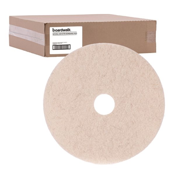 Natural Hog Hair Burnishing Floor Pads, 19  Diameter, Tan, 5 Carton Supply - Image 2