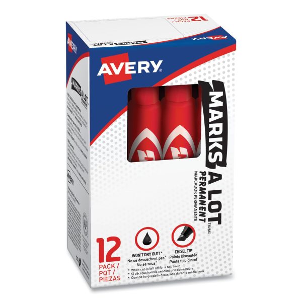 MARKS A LOT Regular Desk-Style Permanent Marker, Broad Chisel Tip, Red, Dozen (7887) For Discount - Image 2