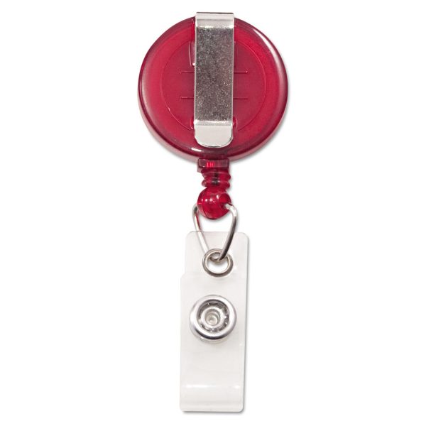 Translucent Retractable ID Card Reel, 30  Extension, Red, 12 Pack Cheap