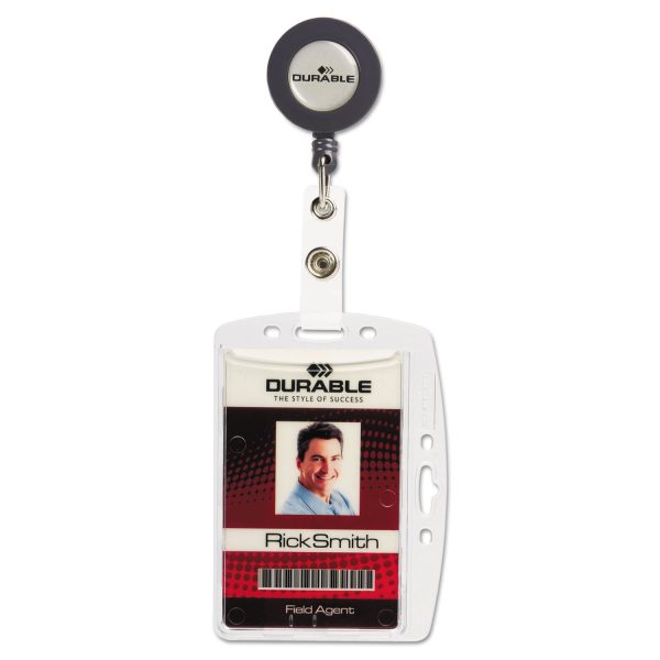 ID Security Card Holder Set, Vertical Horizontal, Reel, Clear, 10 Pack Discount